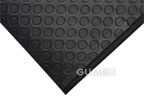 Protiúnavová rohož ORTHOMAT DOT, tloušťka 9,5mm, 1200x18300mm, desén penízkový, pěnové PVC s otevřenými dutinkami, černá